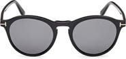 TOM FORD 52mm Polarized Round Sunglasses