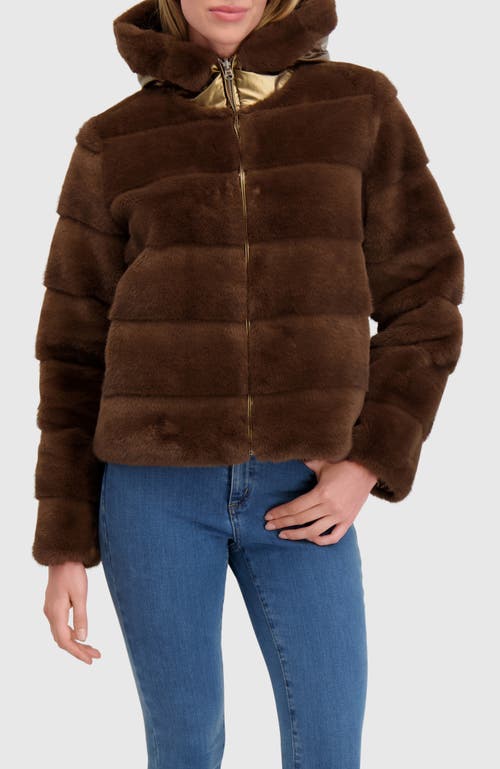 Lyla Grant Fur-free Mink (faux Fur) Reversible Parka In Brown
