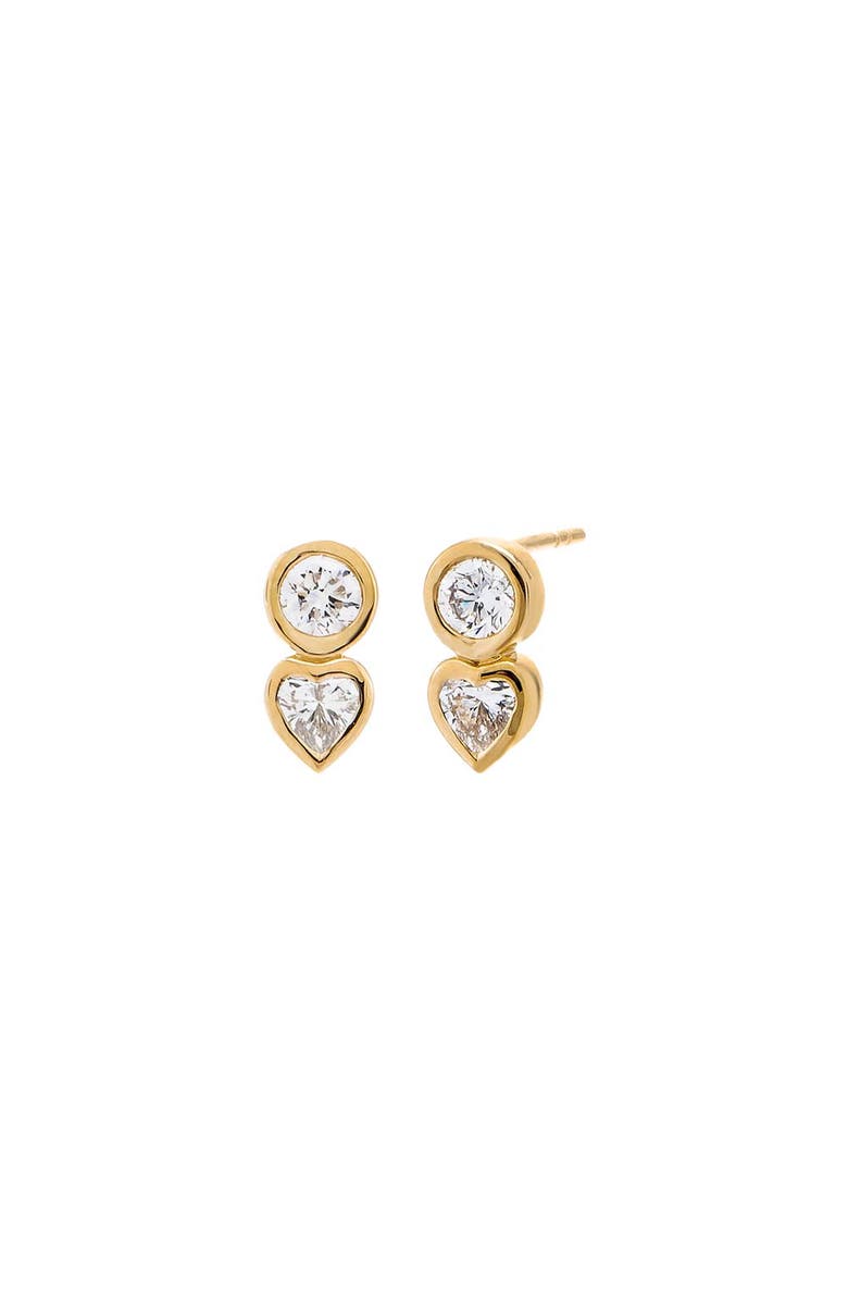 BY ADINA EDEN Lab Grown Diamond Solitaire X Heart Bezel Stud Earring 14K, Main, color, 