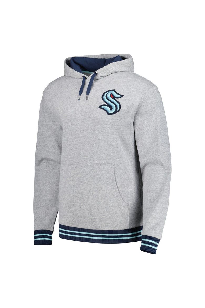 Men's Mitchell & Ness  Heather Gray Seattle Kraken Classic French Terry Pullover Hoodie, Alternate, color, Heather Gray