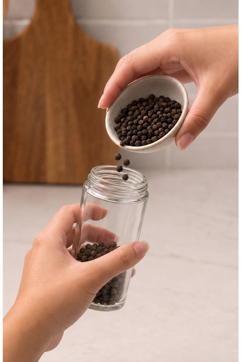 Leo Balance 2-Piece Glass Salt & Pepper Set, Alternate, color, MOONBEAM