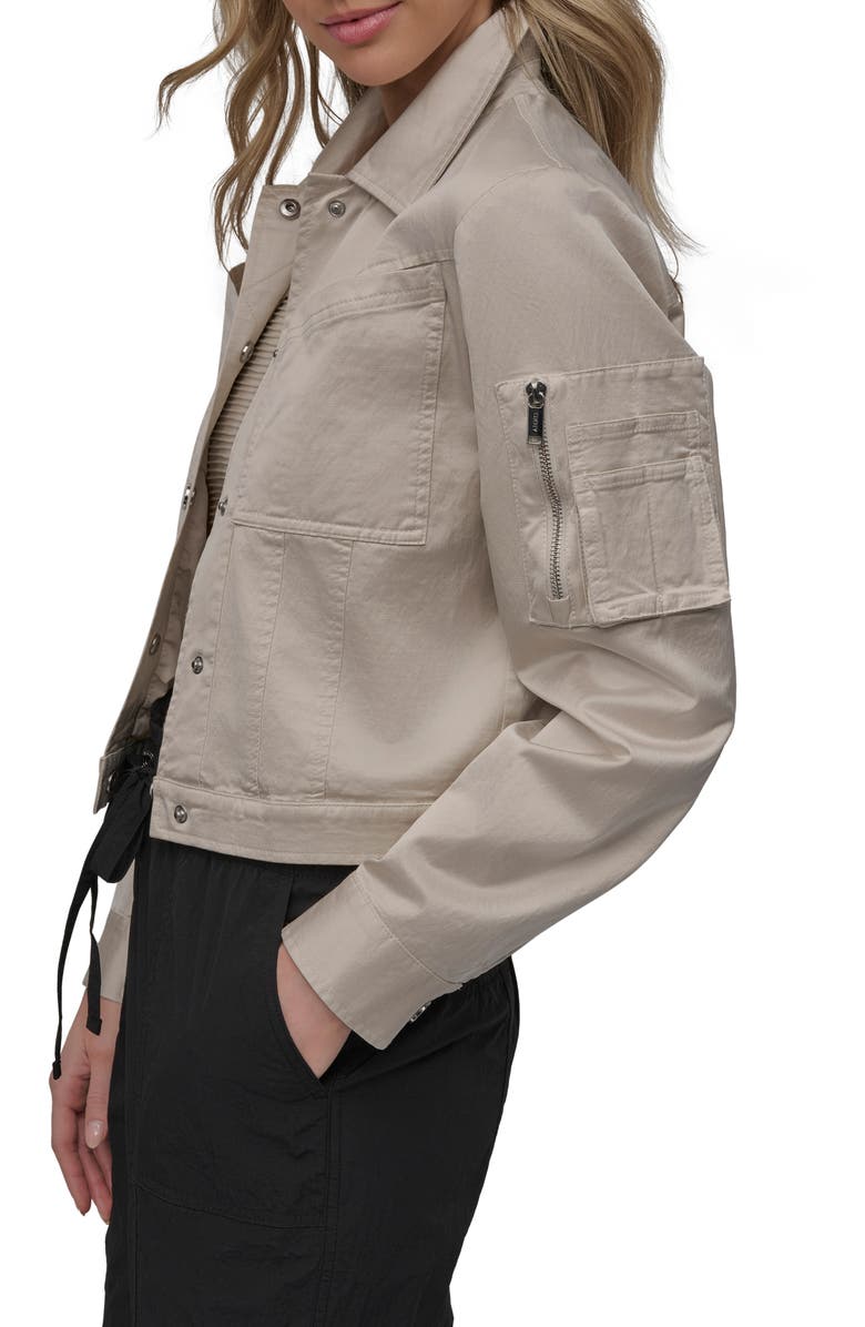 DKNY Crop Sateen Jacket, Alternate, color, 