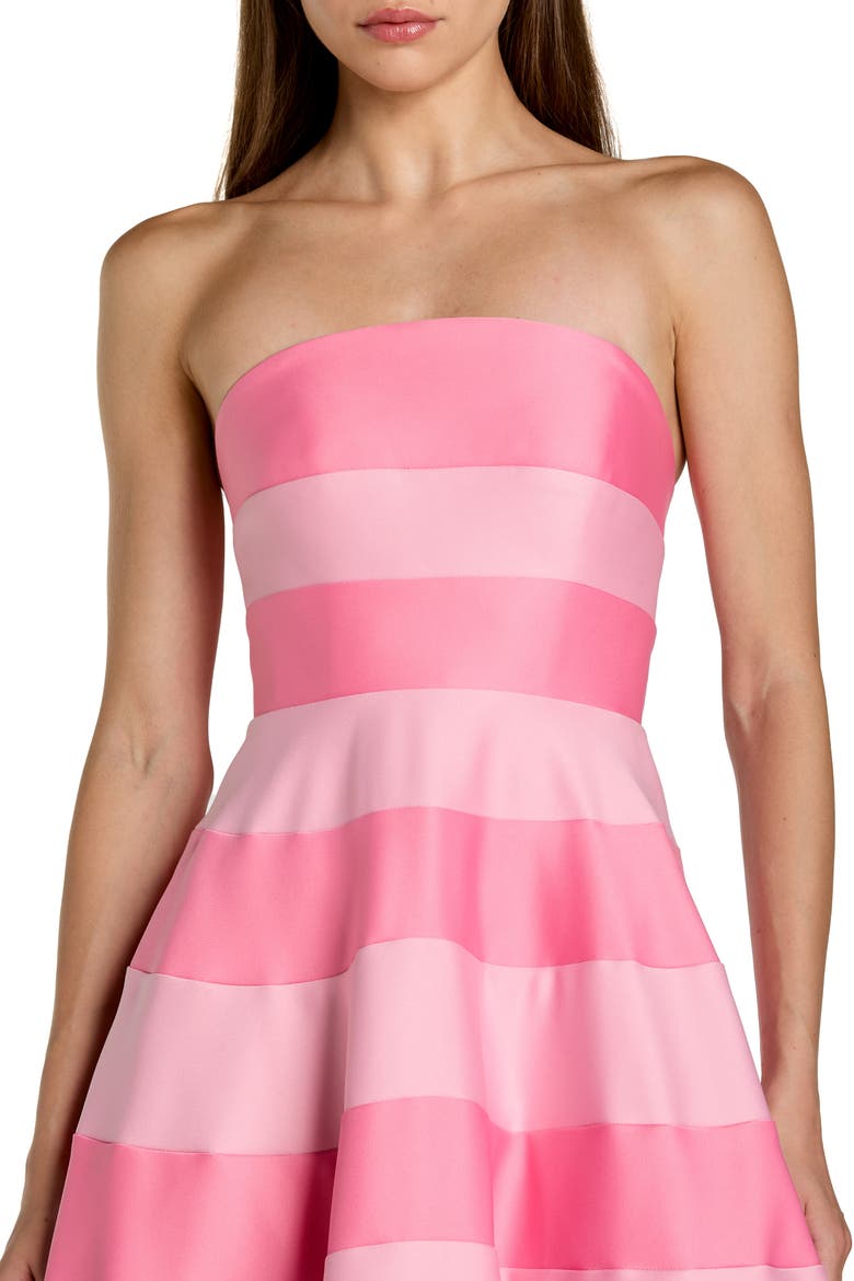 Striped Satin Strapless Ballgown With Pockets, Alternate, color, Pink Multi