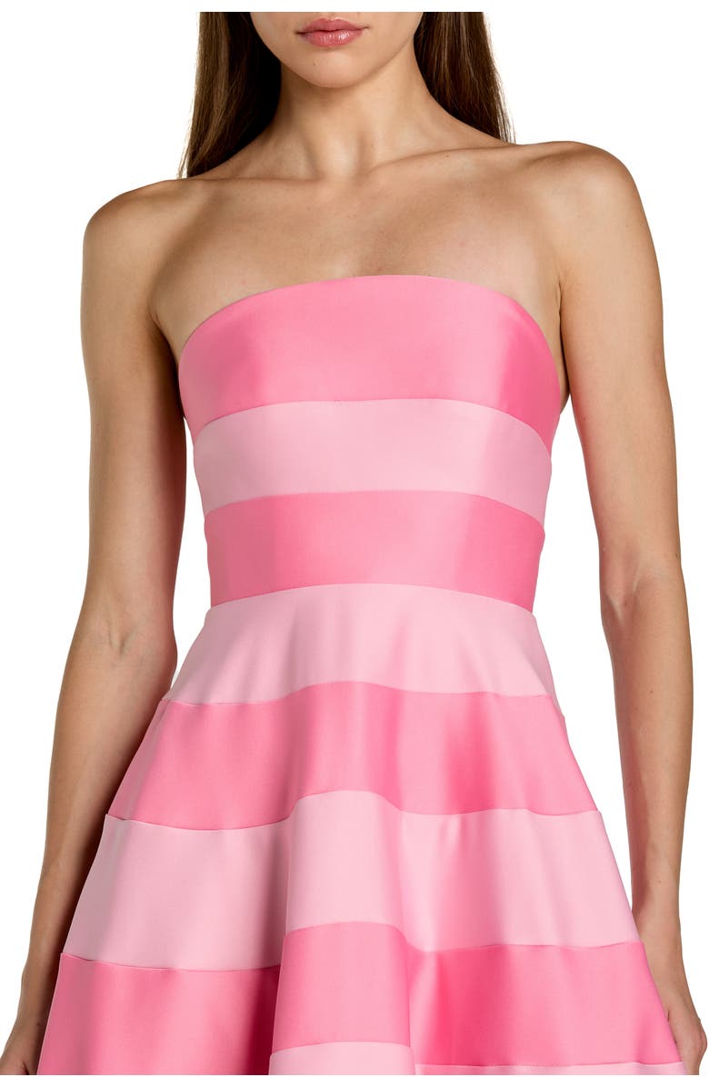 Mac Duggal Striped Satin Strapless Ballgown With Pockets, Alternate, color, Pink Multi