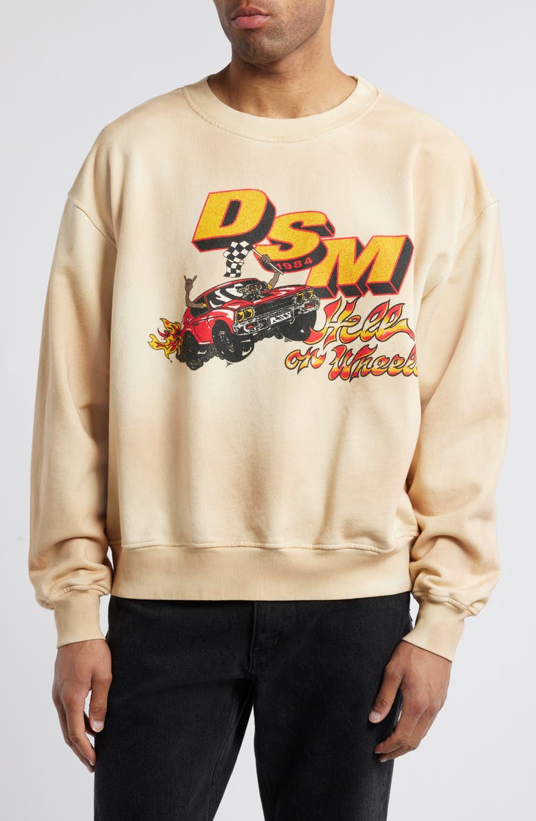 DIET STARTS MONDAY Hell on Wheels French Terry Sweatshirt, Main, color, Antique White