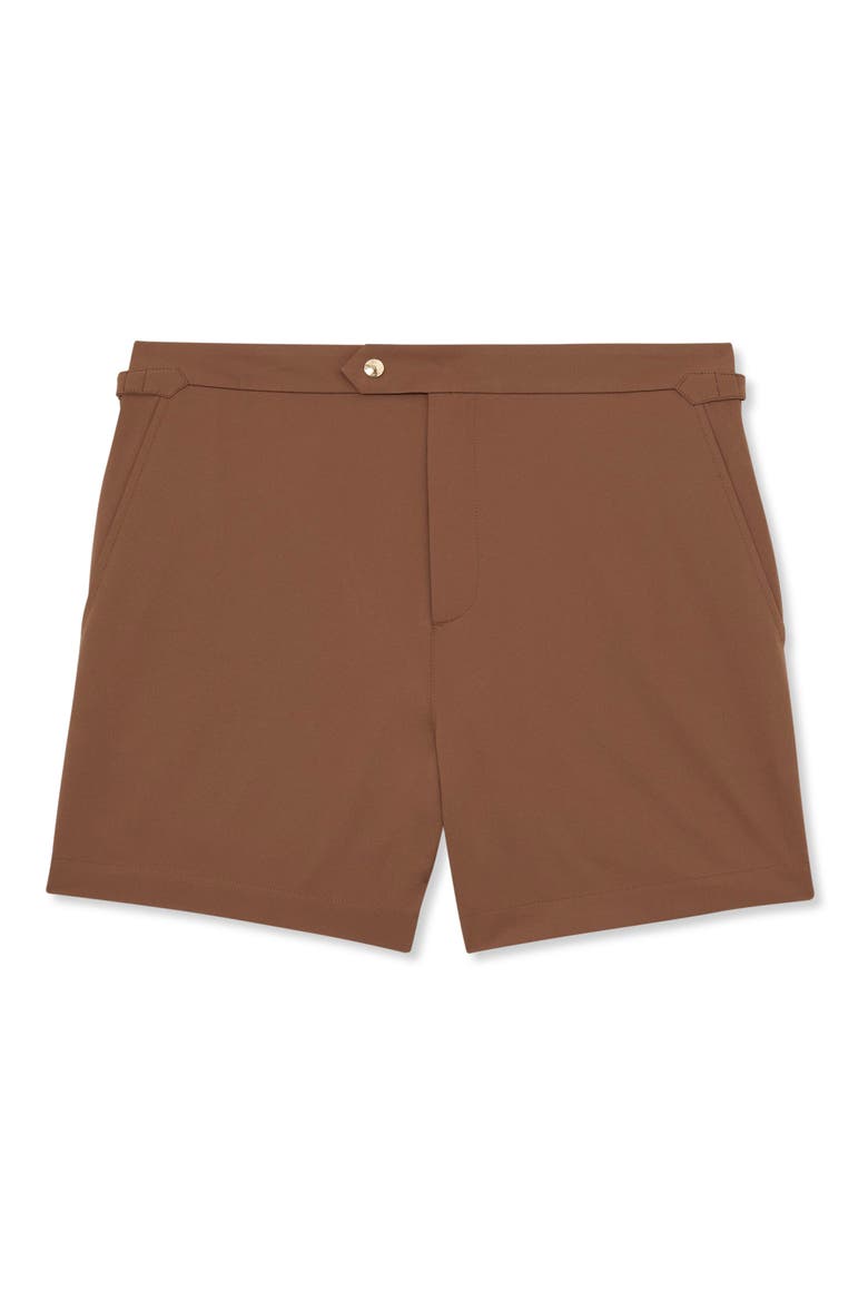 Sun Solid Side Adjuster Swim Trunks, Alternate, color, MAHOGANY BROWN