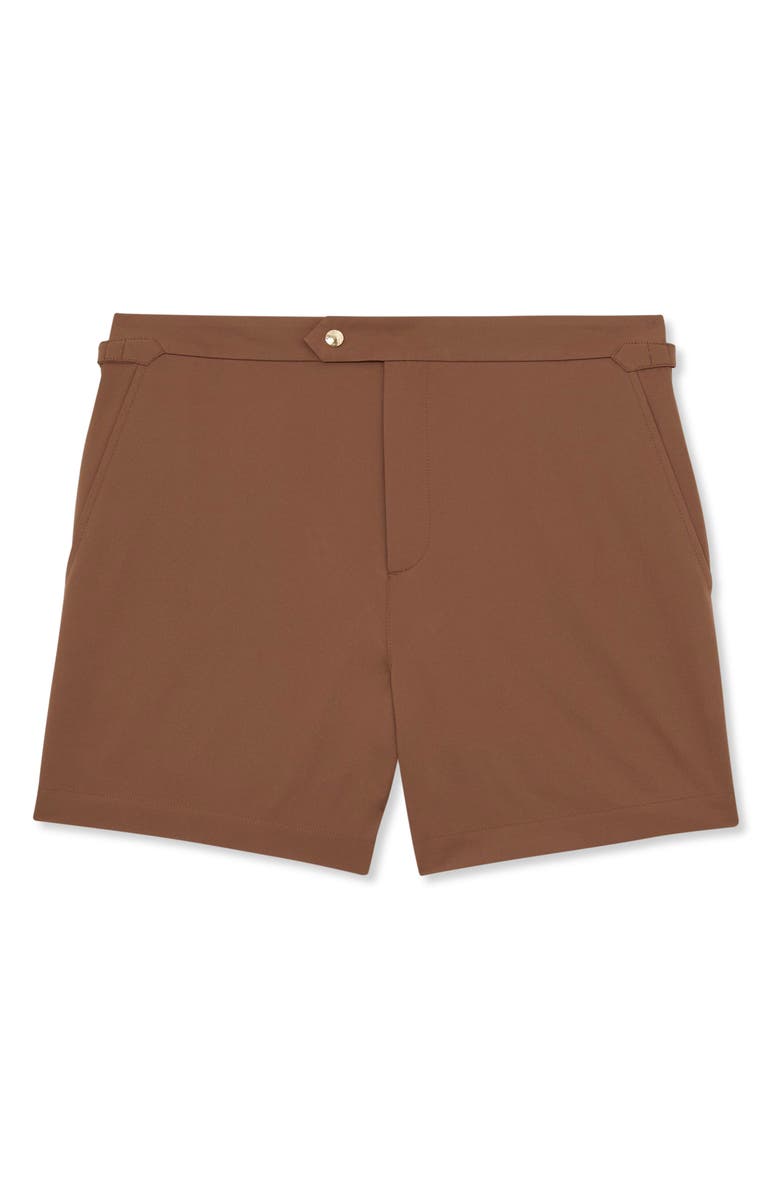 Reiss Sun Solid Side Adjuster Swim Trunks, Alternate, color, Mahogany Brown