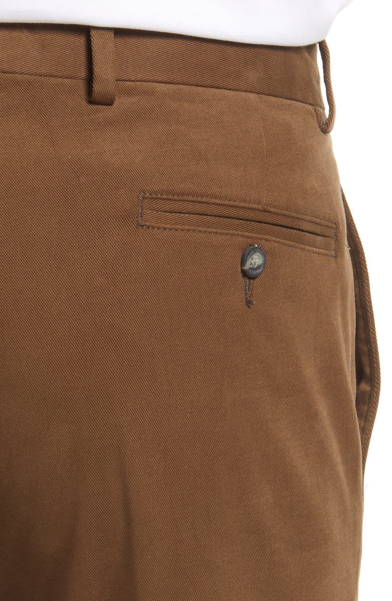 Berle Charleston Khakis Flat Front Brushed Twill Pants, Alternate, color, Tobacco