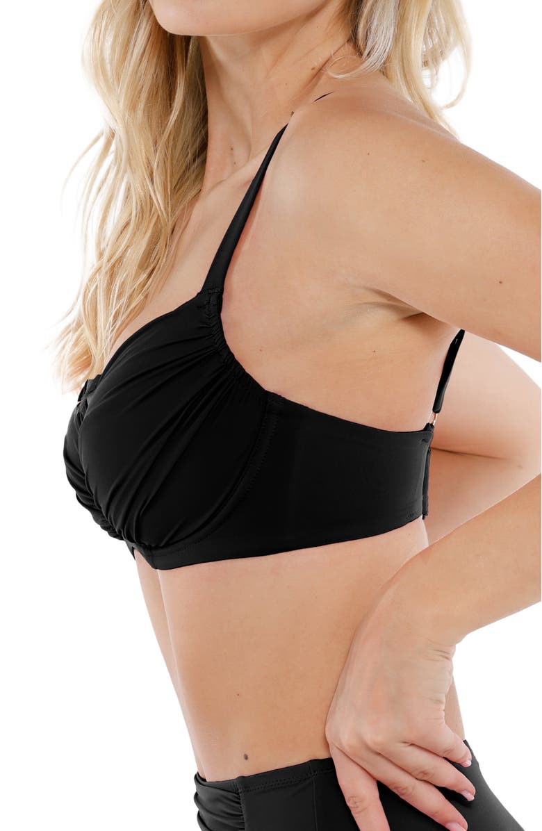 Popilush Shapewear Ruched Underwire Bikini Top, Main, color, Midnight Black