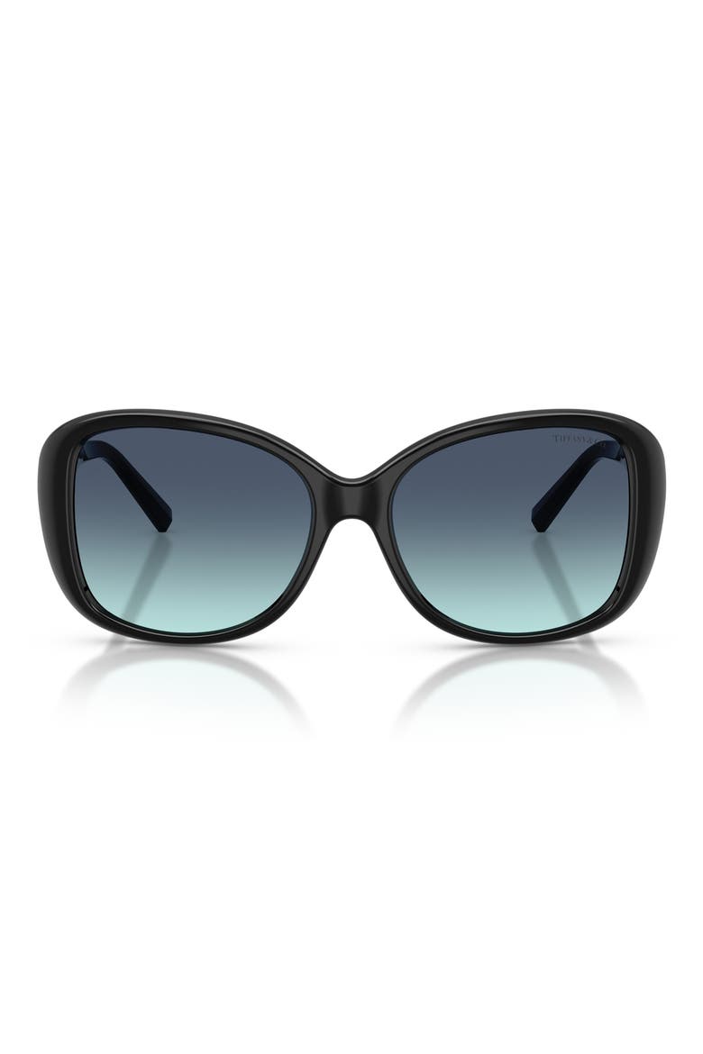 56mm Pillow Sunglasses, Main, color, BLACK / AZURE GRADIENT BLUE