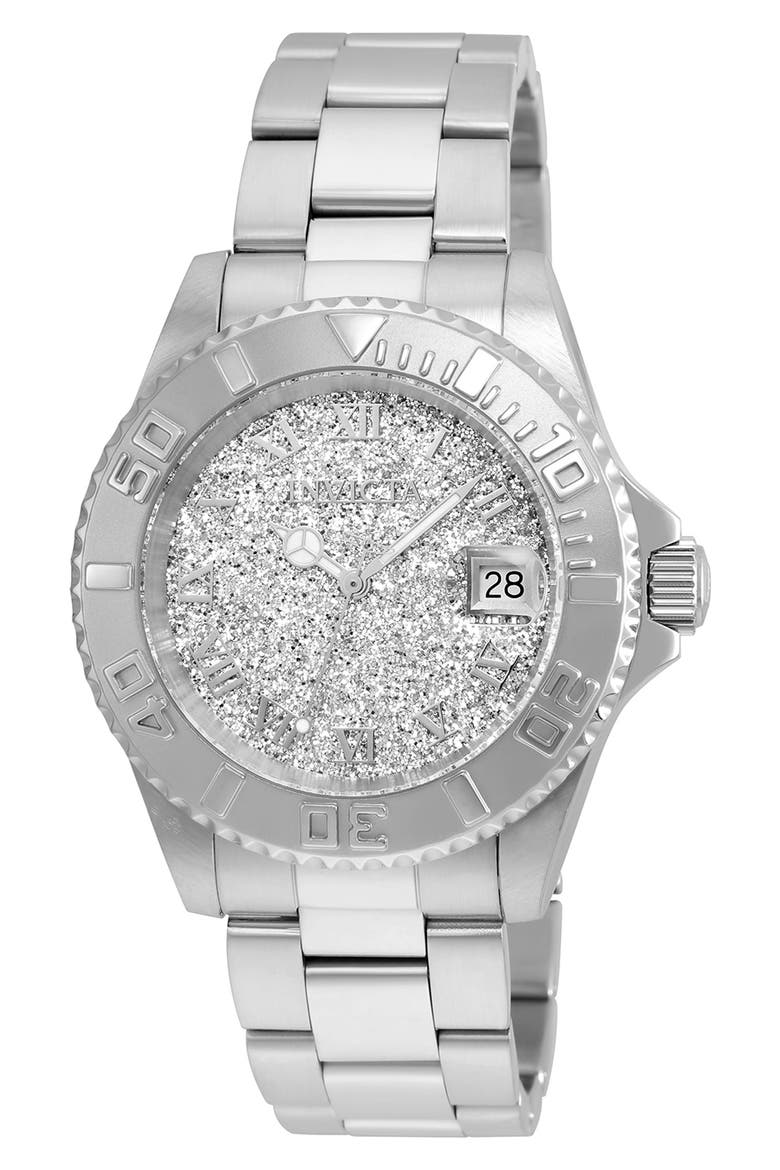 Angel Crystal Dial Bracelet Watch, 40mm, Main, color, SILVER