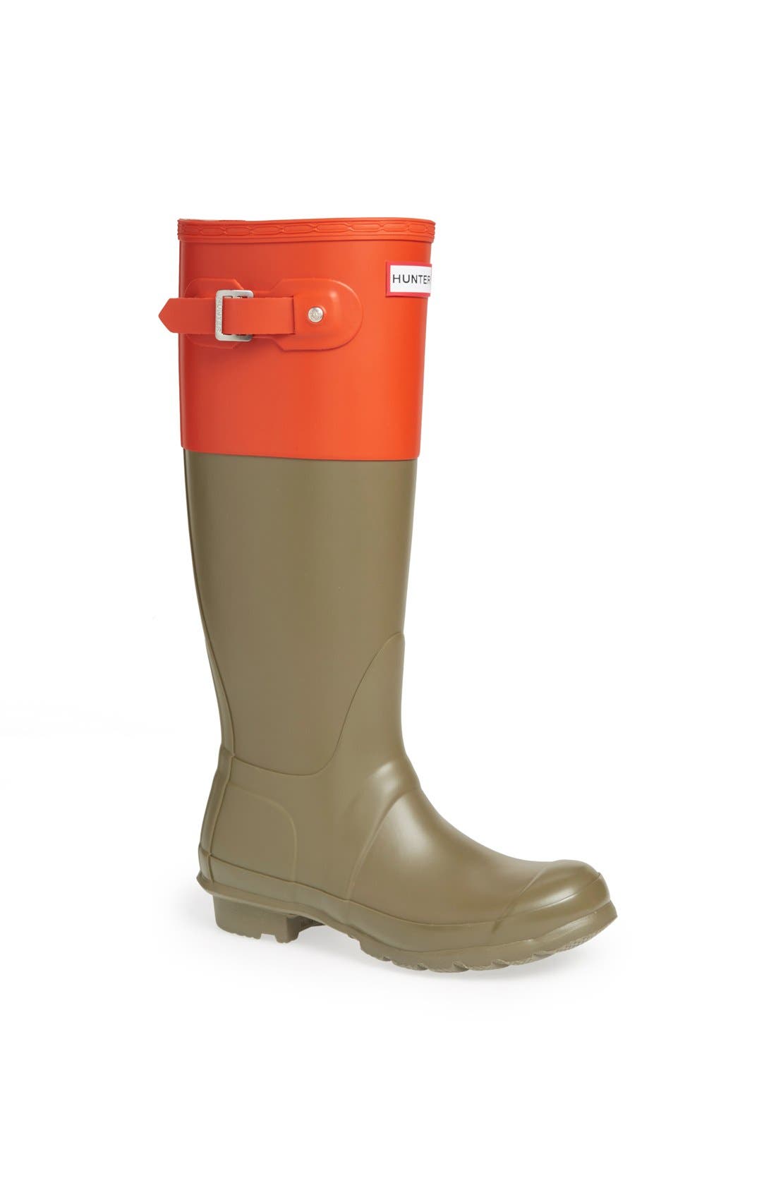'Original Colorblock' Rain Boot, Main, color, OLIVE/ CLEMENTINE