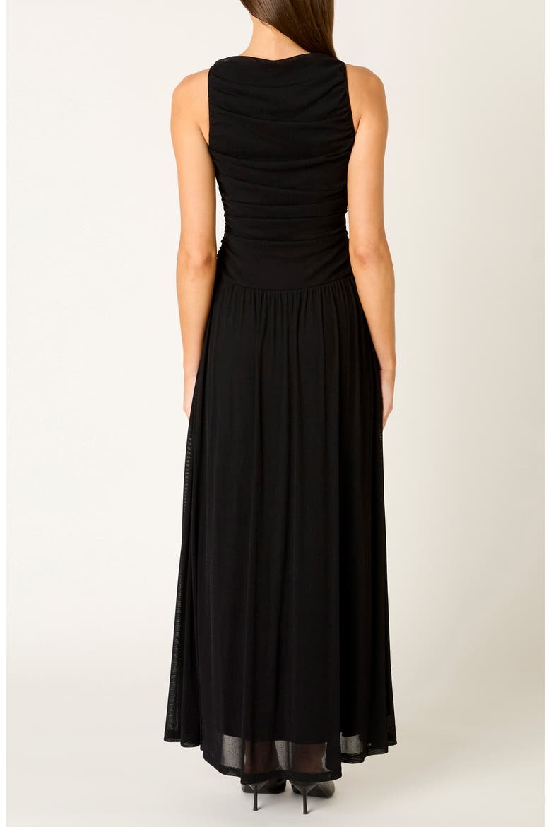 Clea Ruched Fit & Flare Drop Waist Dress, Alternate, color, BLACK