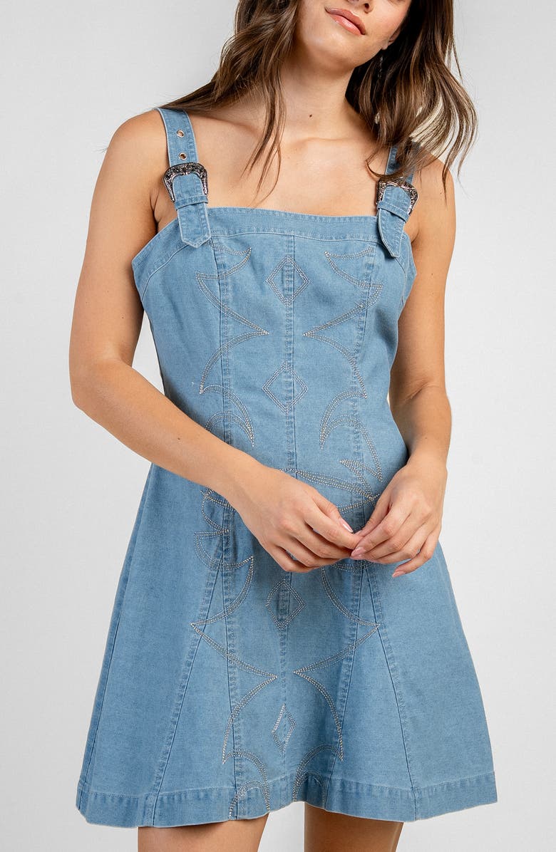 Beivy Short Denim Dress, Alternate, color, Light Denim