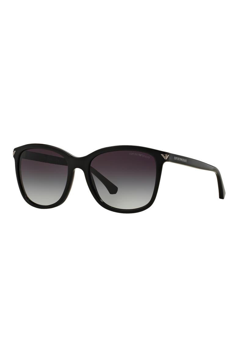 56mm Square Sunglasses, Alternate, color, SHINY BLACK / GRADIENT GREY