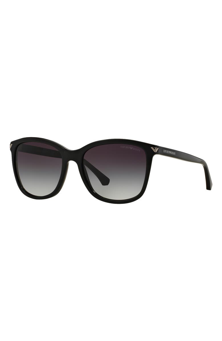 Emporio Armani 56mm Square Sunglasses, Alternate, color, Shiny Black / Gradient Grey