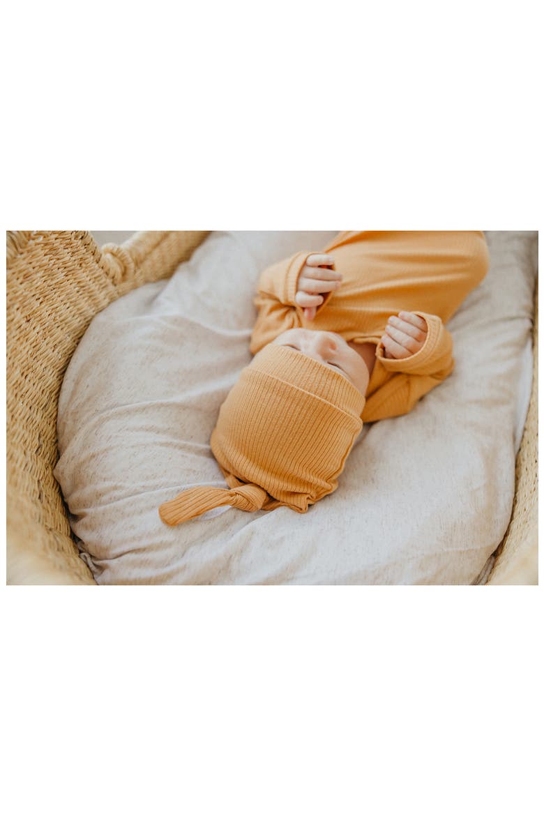 Dolce Solid Top Knot Rib Hat, Alternate, color, ORANGE