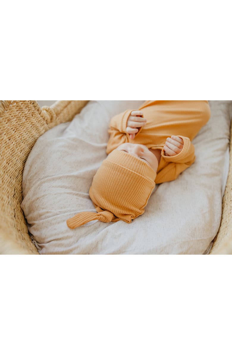 Copper Pearl Dolce Solid Top Knot Rib Hat, Alternate, color, Orange