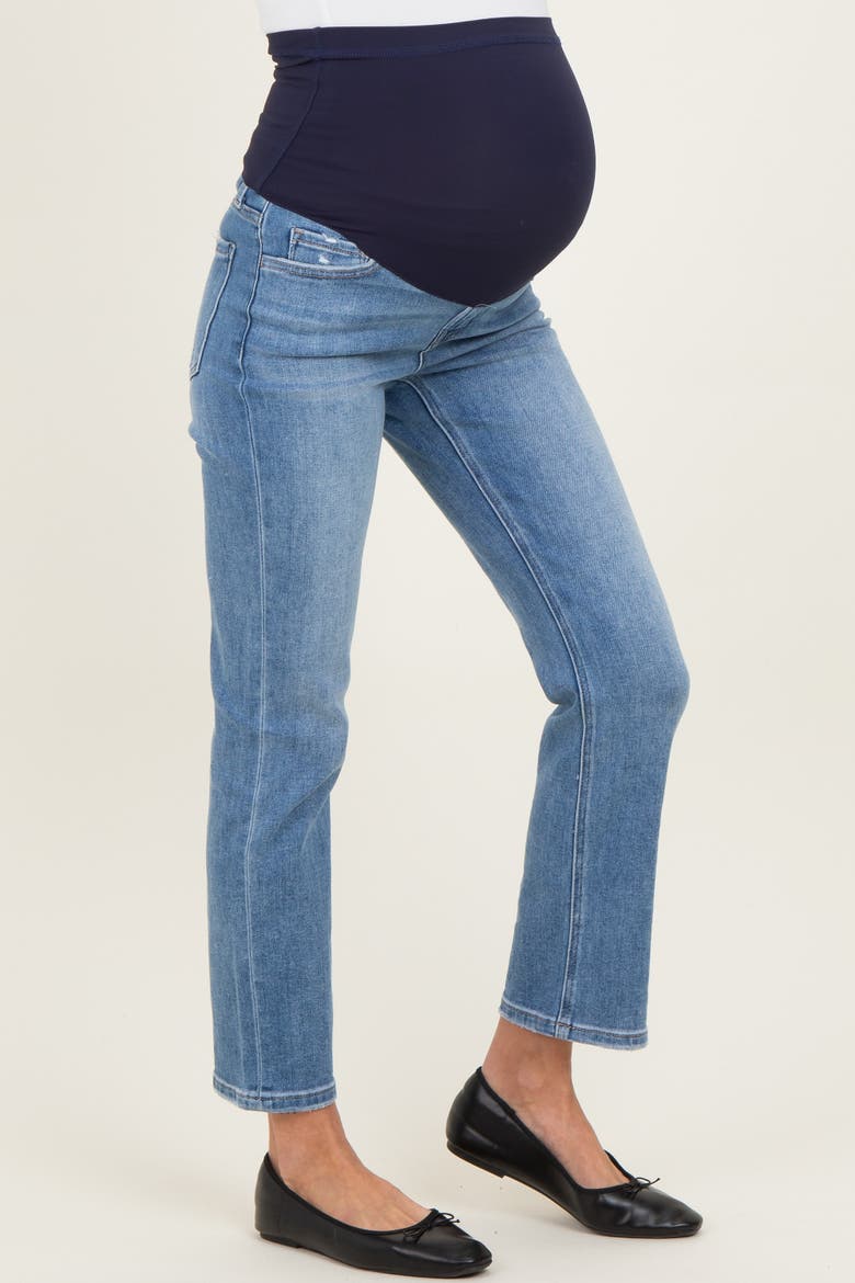 Ankle Slim Straight Leg Maternity Jeans, Alternate, color, Blue