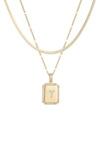 Adornia Initial Tag Pendant Necklace