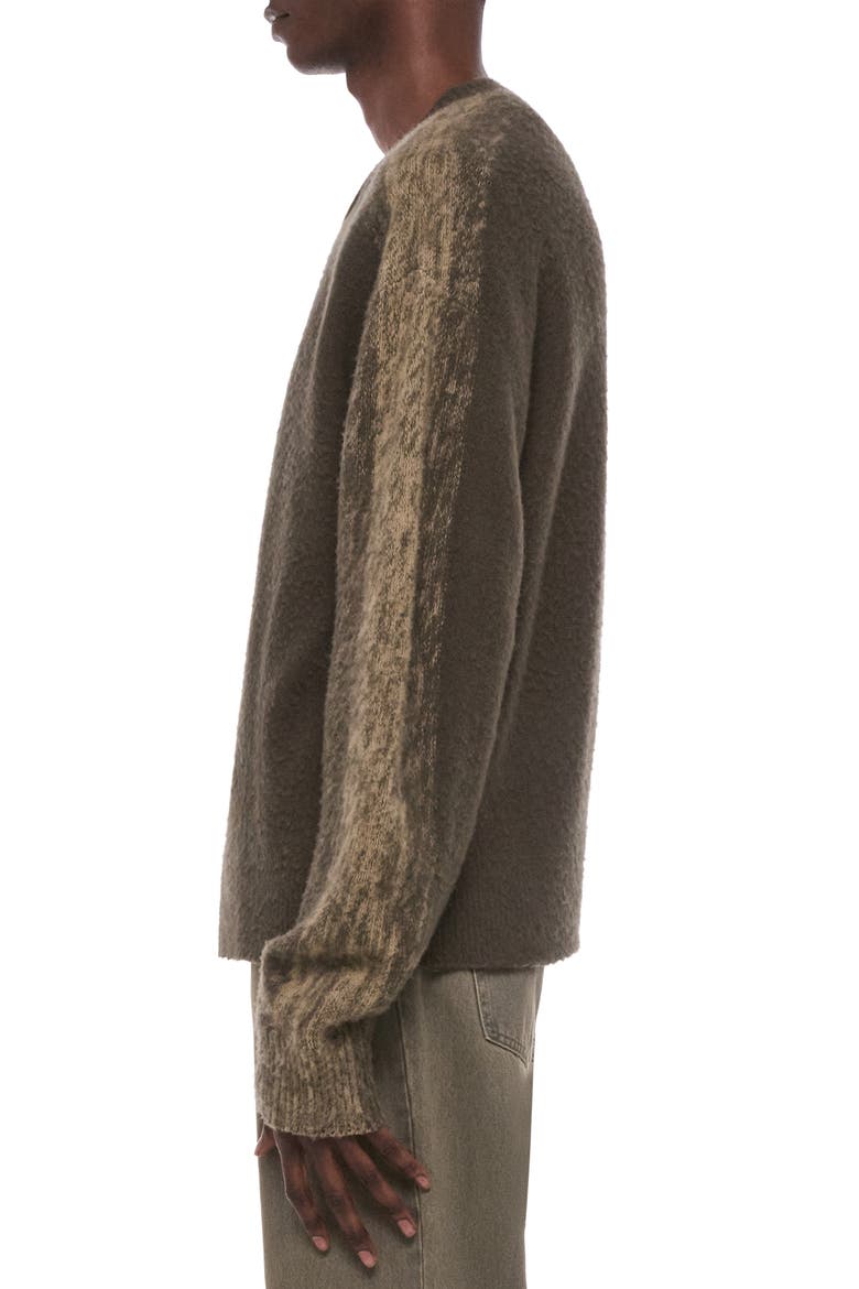 Brushed Crewneck Wool Sweater, Alternate, color, GREEN MARL