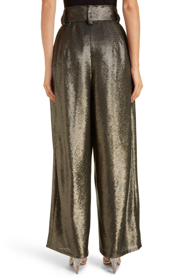 High Waist Wide Leg Sequin Pants, Alternate, color, GREY