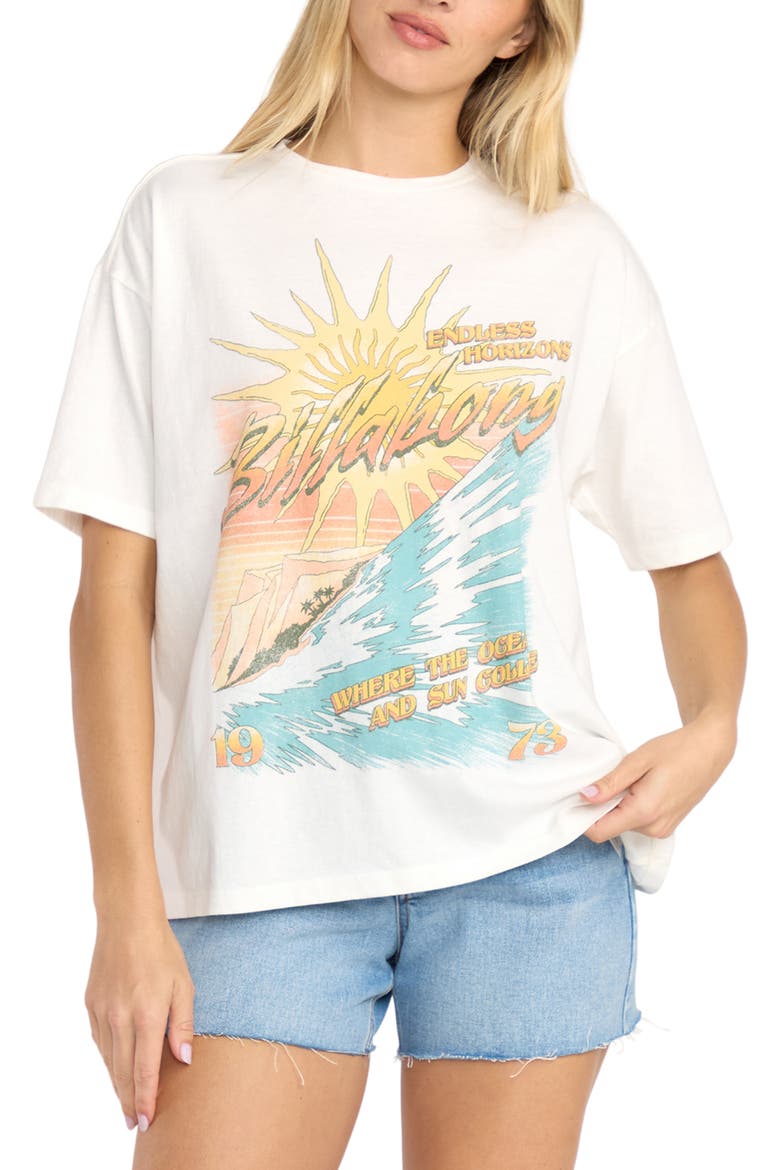 When Suns Collide Oversize Graphic T-Shirt, Main, color, SALT CRYSTAL