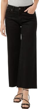 Silver Jeans Co. Suki Curvy Raw Hem Mid Rise Ankle Wide Leg Jeans