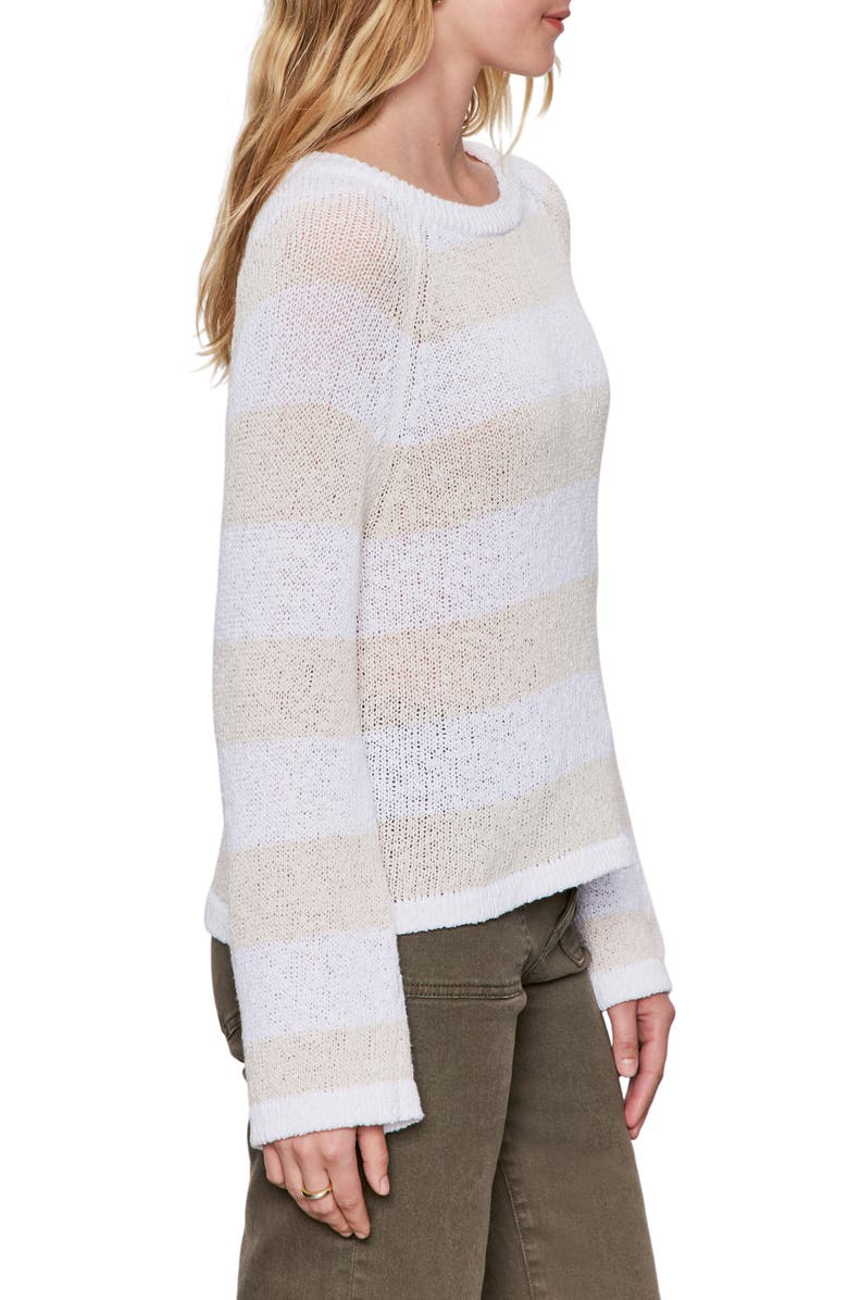 Sanctuary Cotton Blend Sweater, Alternate, color, White/ Light Oat Stripe