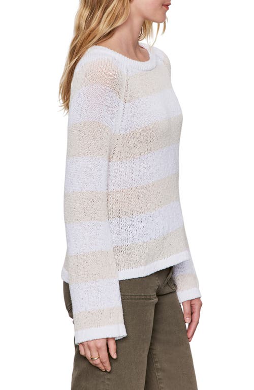 Sanctuary Raglan Stripe Round Neck Sweater In Cream In White