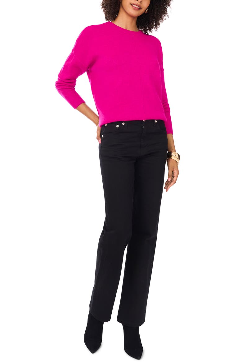 Exposed Seam Crewneck Sweater, Alternate, color, MAGENTA