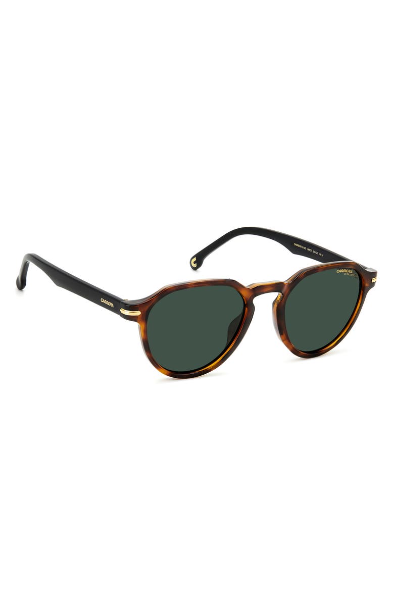 Carrera Eyewear 50mm Round Sunglasses, Alternate, color, Havana/ Green