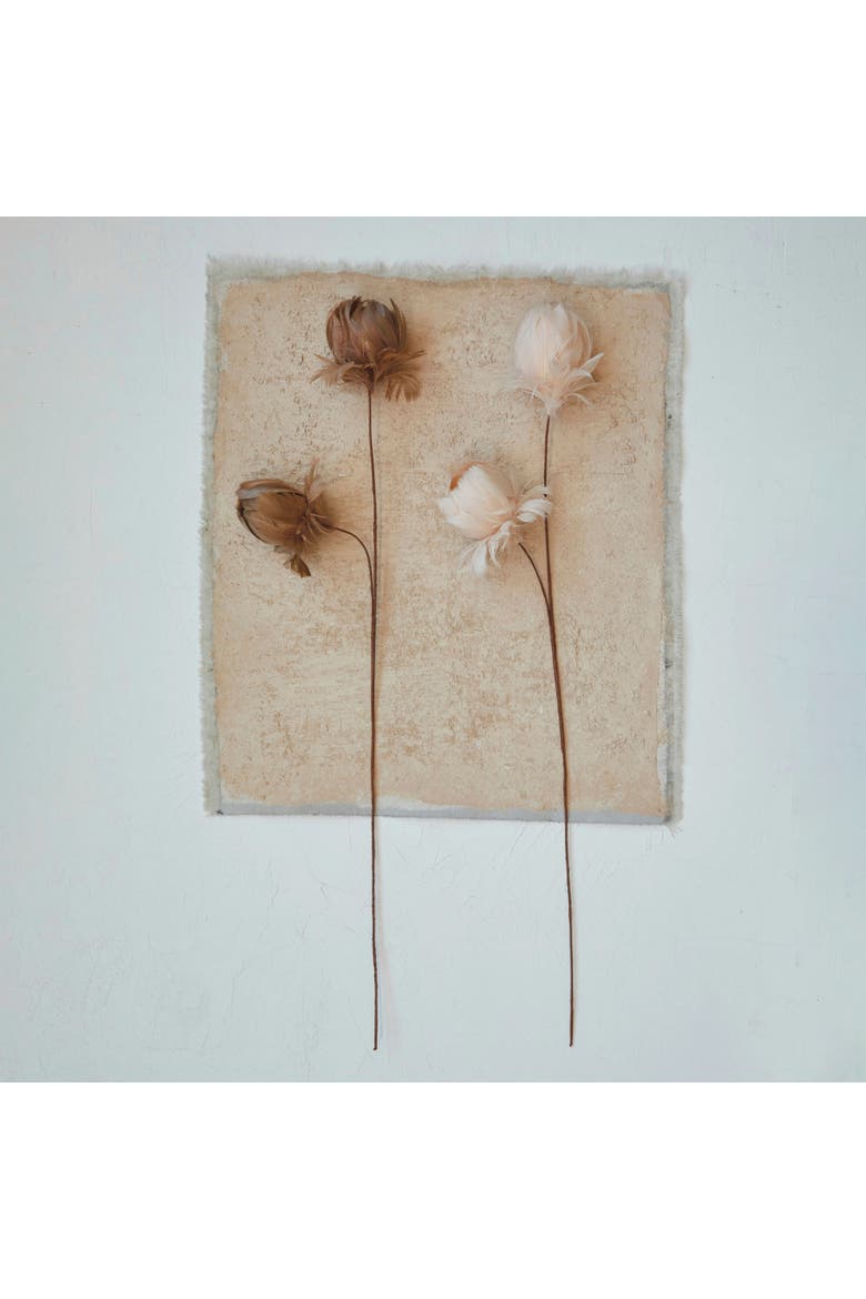 Organic Feather Flower Stem Decor, Taupe, Alternate, color, Taupe