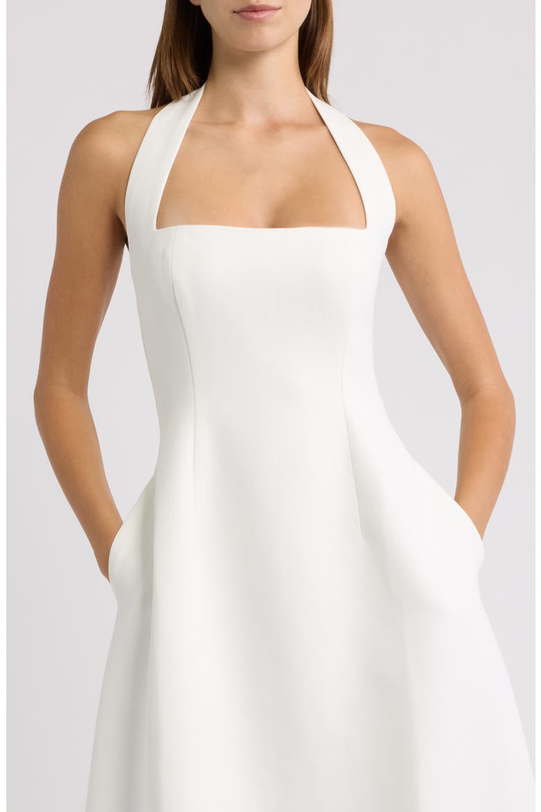 Halter Midi Dress, Alternate, color, WHITE