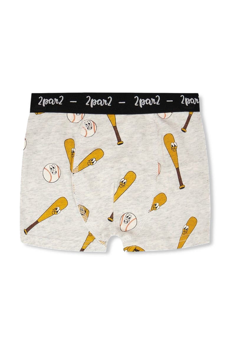 Organic Cotton Baseball Elastic Waist Boxer, Main, color, Grey Mix Baseball Print