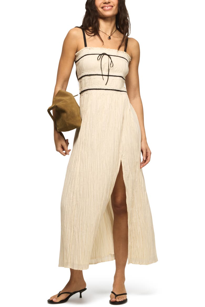Contrast Piped Maxi Dress, Alternate, color, CREAM