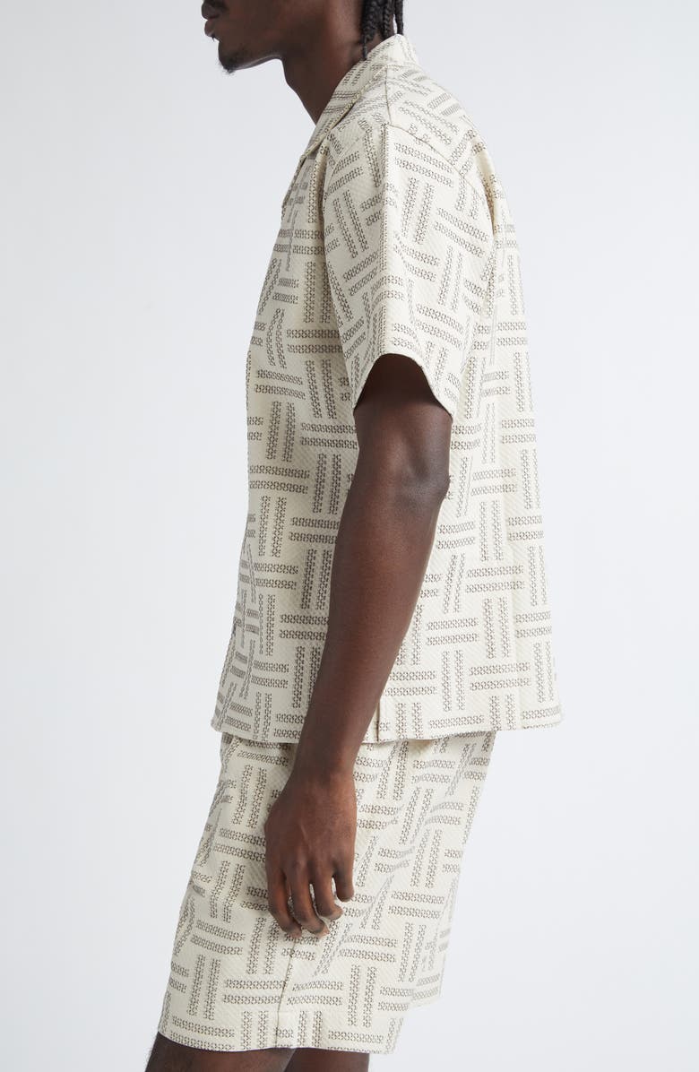 KENZO Weave Print Stretch Cotton Button-Up Shirt, Alternate, color, 