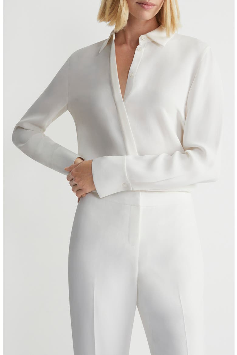 Scottie Silk Button-Up Blouse, Main, color, CLOUD