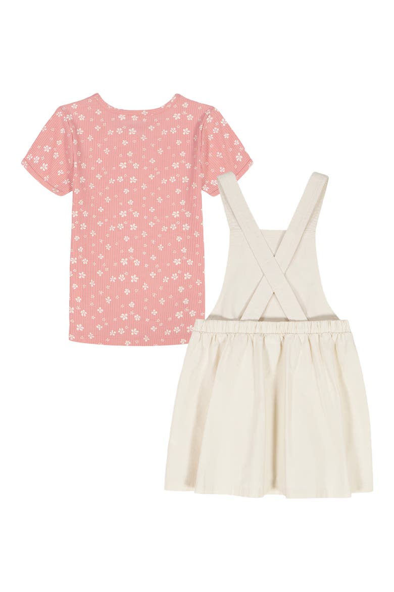Kids' Floral Rib T-Shirt & Skirtall Set, Alternate, color, CORAL