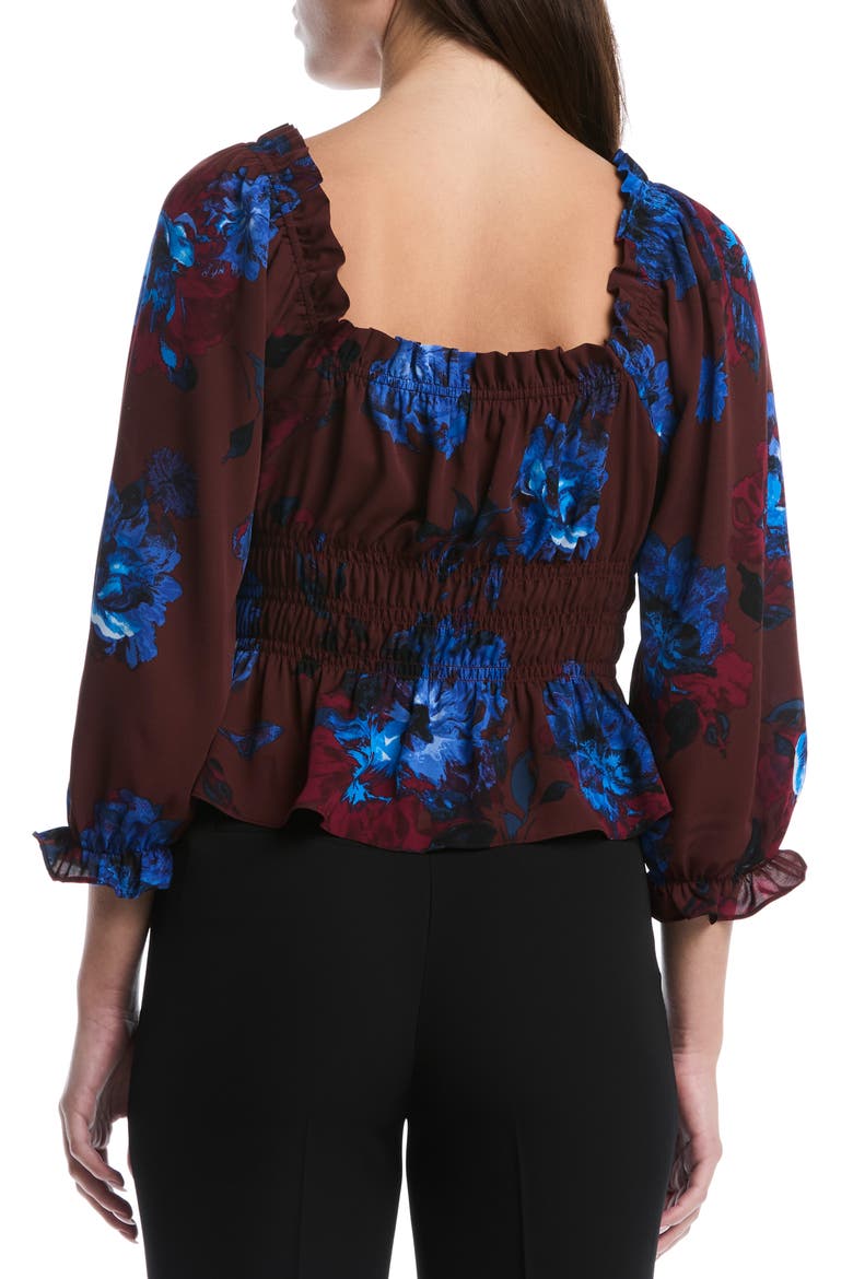 Smocked Peplum Top, Alternate, color, BITTER CHOCOLATE