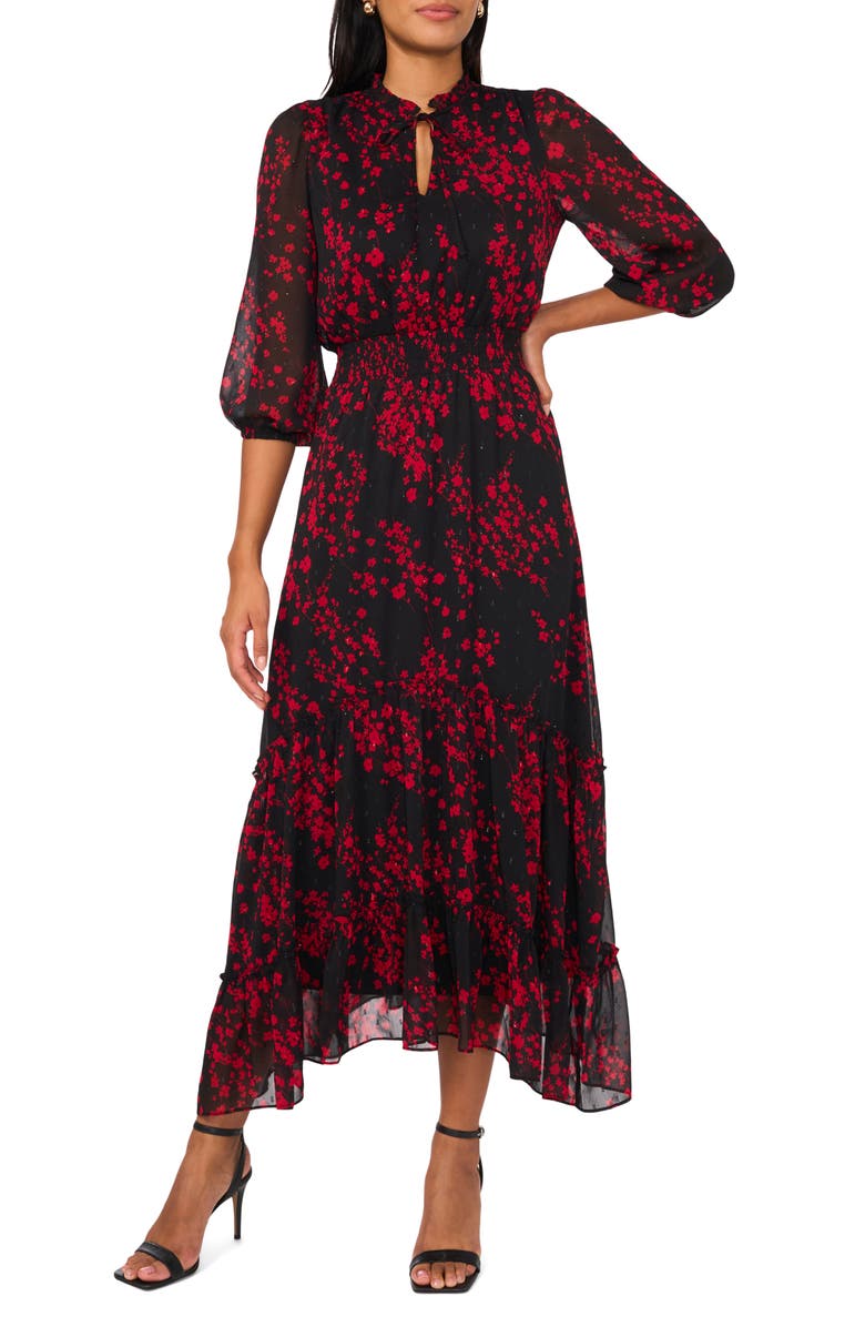 Halogen<sup>®</sup> Elbow Sleeve Maxi Dress, Main, color,