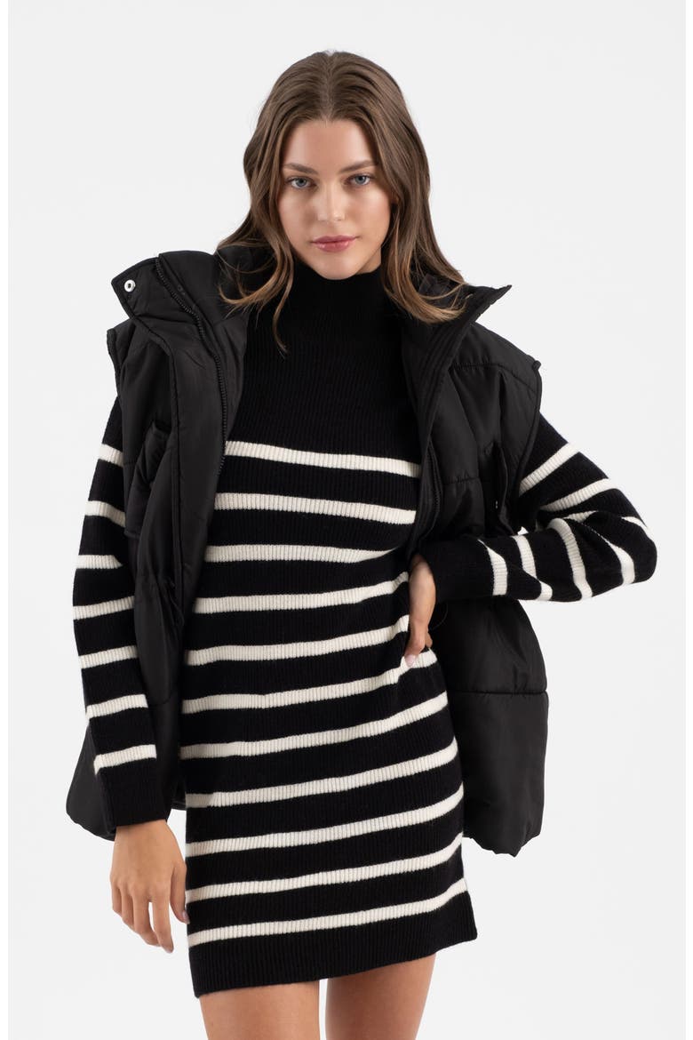 Stripe Long Sleeve Sweater Dress, Alternate, color, BLACK