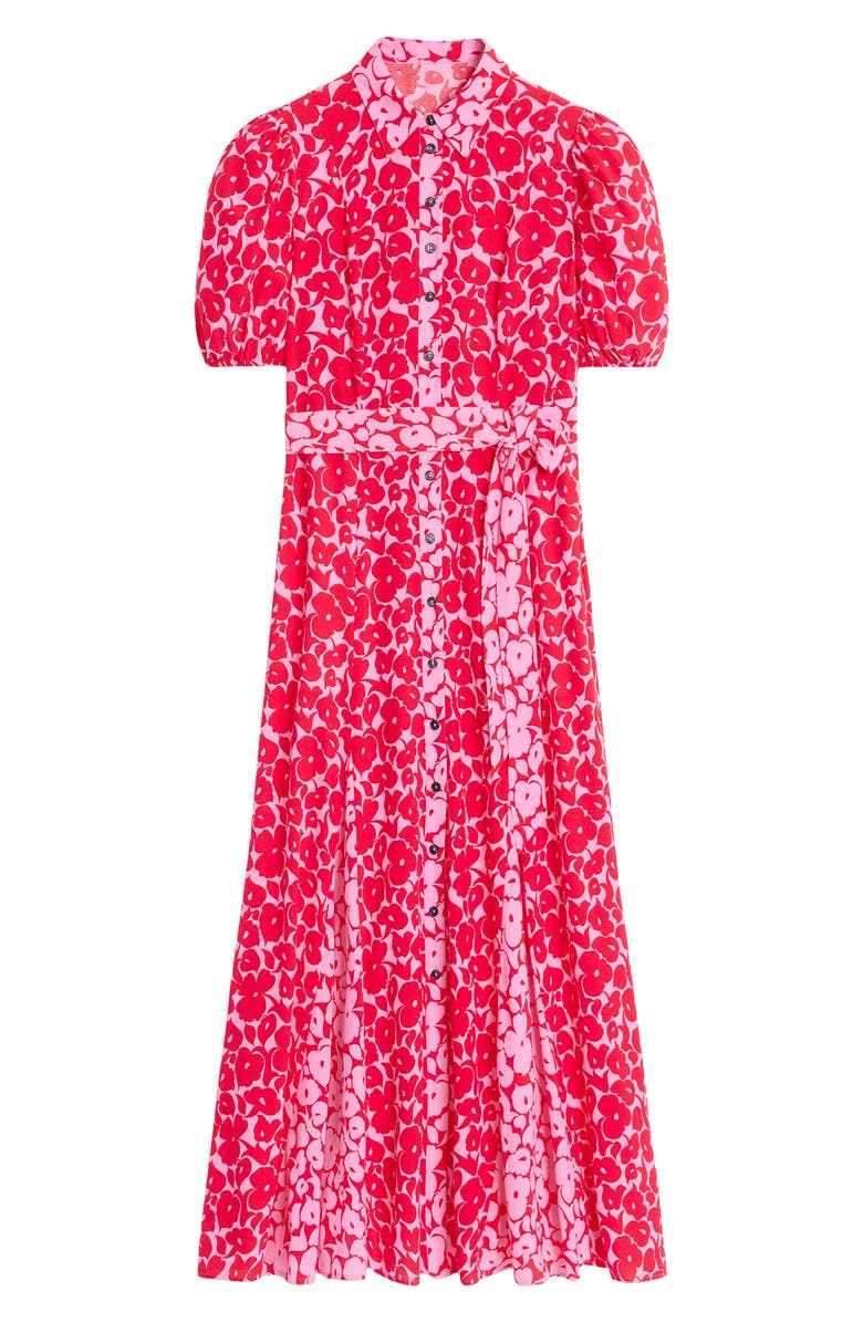 Boden Mixed Floral Print Shirtdress, Alternate, color, Jewel Red, Leafy Grove