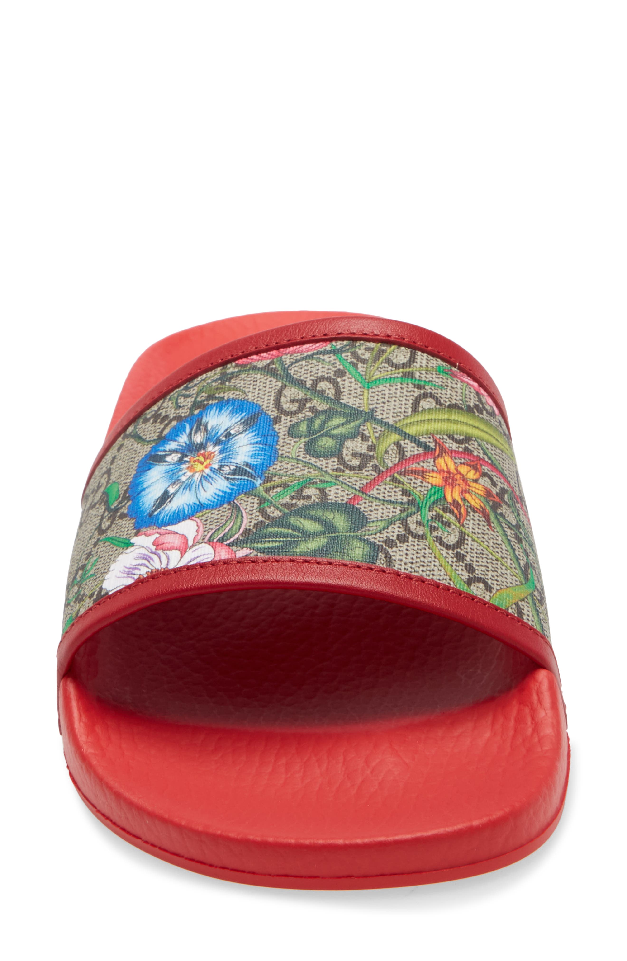 Floral GG Supreme Slide Sandal, Alternate, color, RED