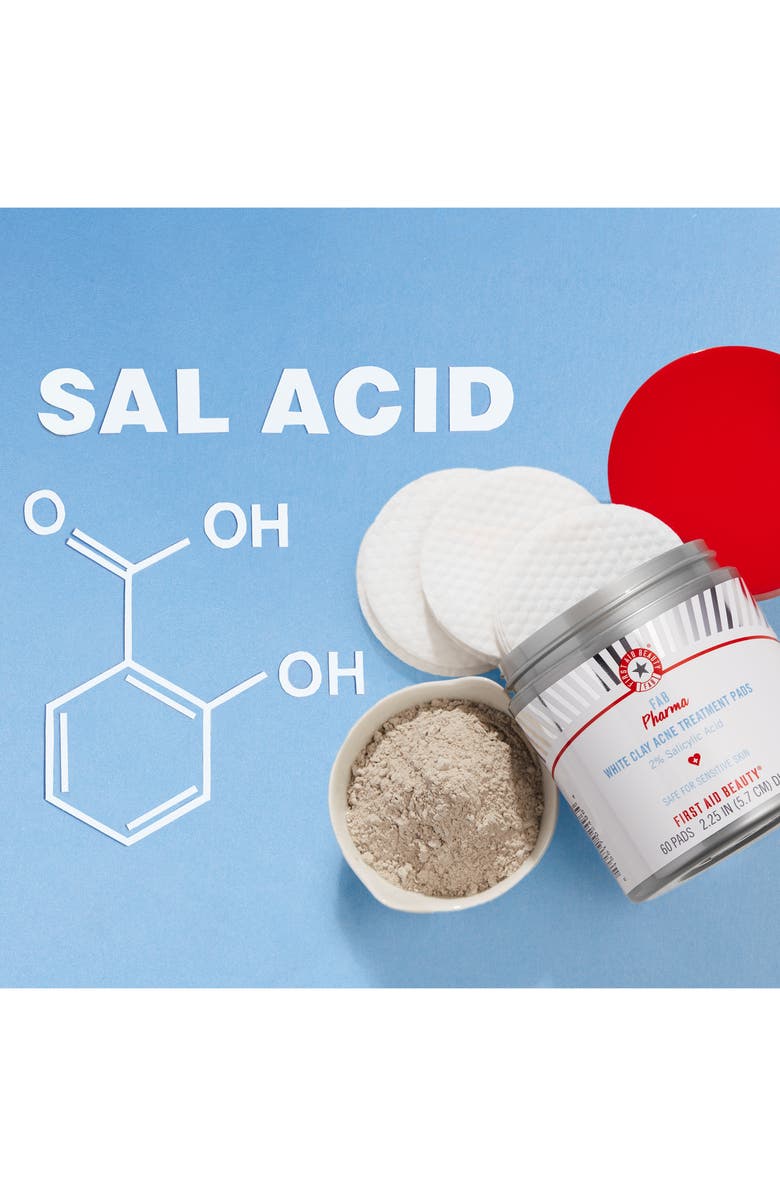 First Aid Beauty Fab Pharma White Clay Acne Treatment Pads with 2% Salicylic Acid, Alternate, color,