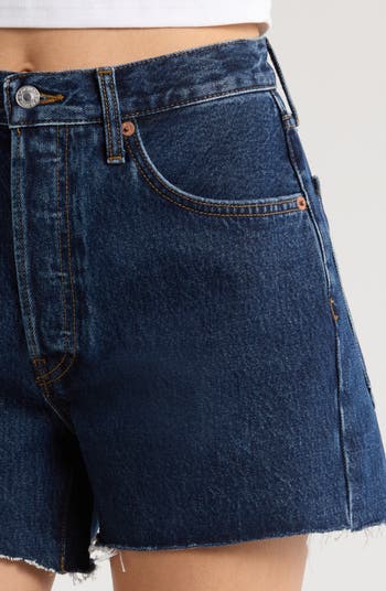'90s Raw Hem Low Slung Organic Cotton Denim Shorts