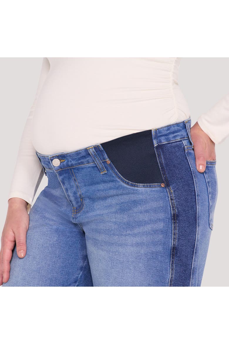 Under Belly Side Panel Barrel Leg Jean, Alternate, color, Medium Wash with Dark Panel