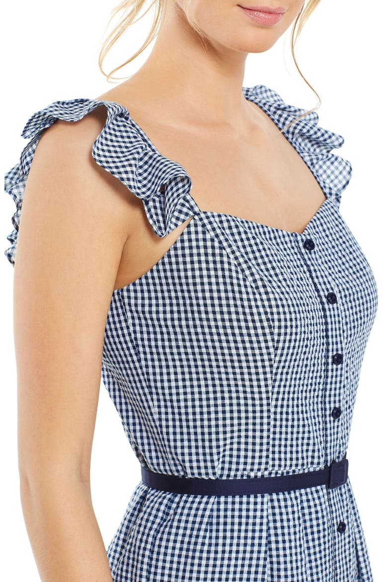 Carly Gingham Sheath Dress, Alternate, color, BLUE/ WHITE