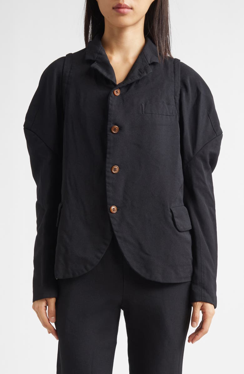 Comme des Garçons Comme des Garçons Juliet Sleeve Gabardine Blazer, Main, color, Black