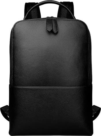 Skald Black Pebbled Leather Backpack | Slim Black Leather Backpack